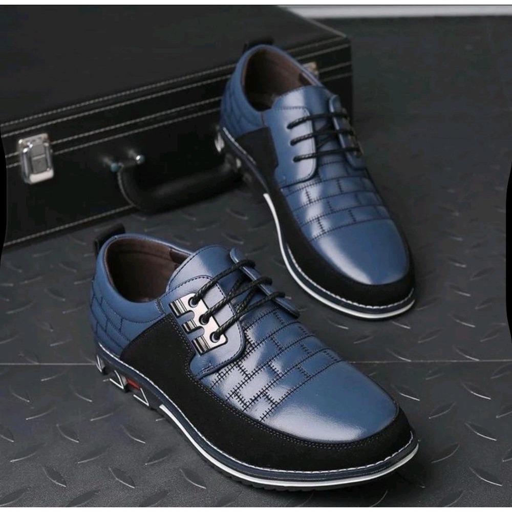 Gatsby US 9.5 EU 43 Oxford Derby Leather Lace Up Comfort Blue Black Mens Classy